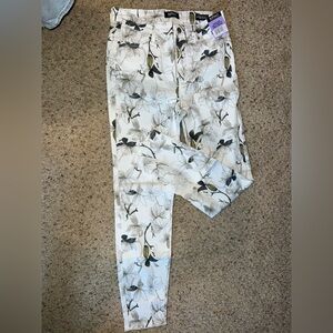 Buffalo David Bitton White Floral Ankle Skinny Jeans